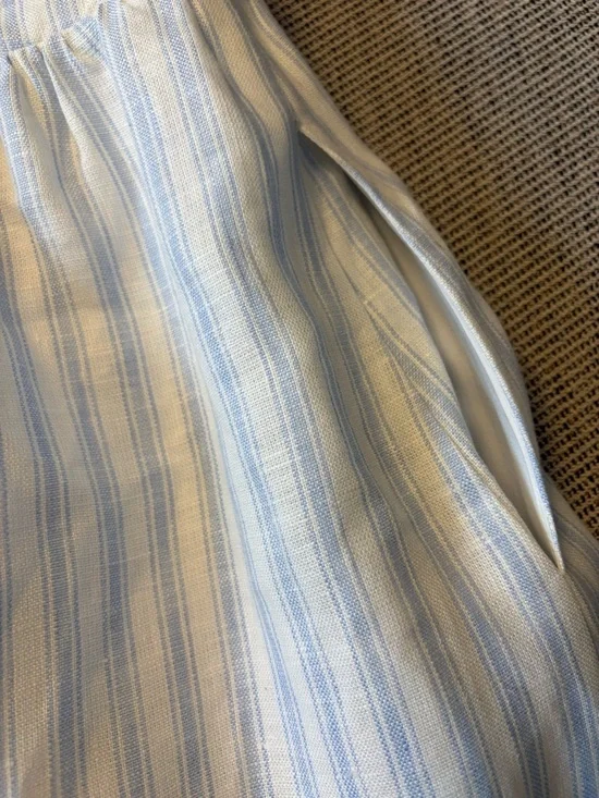 NEW Reformation Janu Midi Linen Dress Swan Stripe Blue White | US 2 / UK 6 - Picture 14 of 15